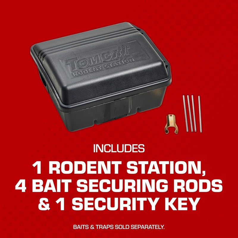TOMCAT Rodent Station, Includes 1 Rodent Station with 4 Bait Securing Rods and 1 Security Key - Fits Rat or Mouse Sized Traps (Baits & Traps Sold Separately) - Use Indoors or Outdoors - Image 2